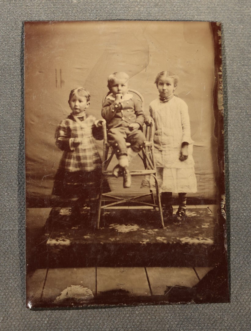 Grouping of Four Antique Tintype Photographs of Children