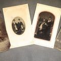 Lot 097 - Grouping of Four Antique Tintype Photographs of Couples and Groups including Young Men Smoking Cigars