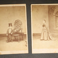 Lot 098 - Pair of Antique Carte de Visite C.D.V. Photographs of Little People Including Grant Ballou and unidentified woman, photographed by C. T. Webber, Pittsburgh, Pennsylvania