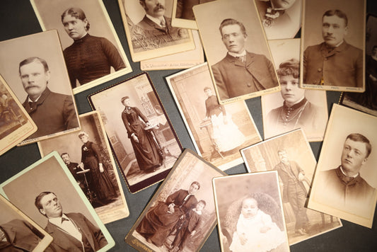 Grouping of 20 Antique Cabinet Card Photographs, mostly by J.L. Skrivseth, Hillsboro, Dakota Territory, Men and Women Portraits