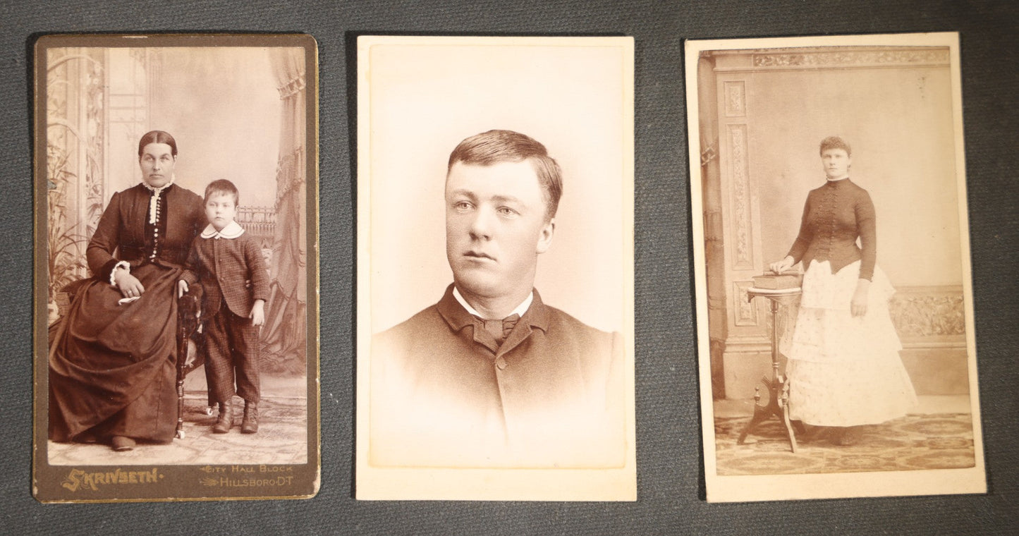 Grouping of 20 Antique Cabinet Card Photographs, mostly by J.L. Skrivseth, Hillsboro, Dakota Territory, Men and Women Portraits