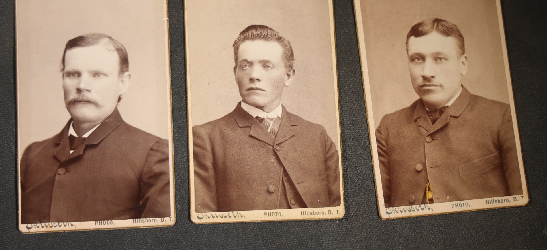 Grouping of 20 Antique Cabinet Card Photographs, mostly by J.L. Skrivseth, Hillsboro, Dakota Territory, Men and Women Portraits