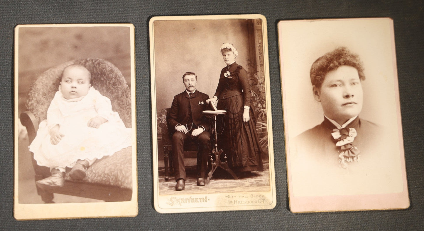 Grouping of 20 Antique Cabinet Card Photographs, mostly by J.L. Skrivseth, Hillsboro, Dakota Territory, Men and Women Portraits