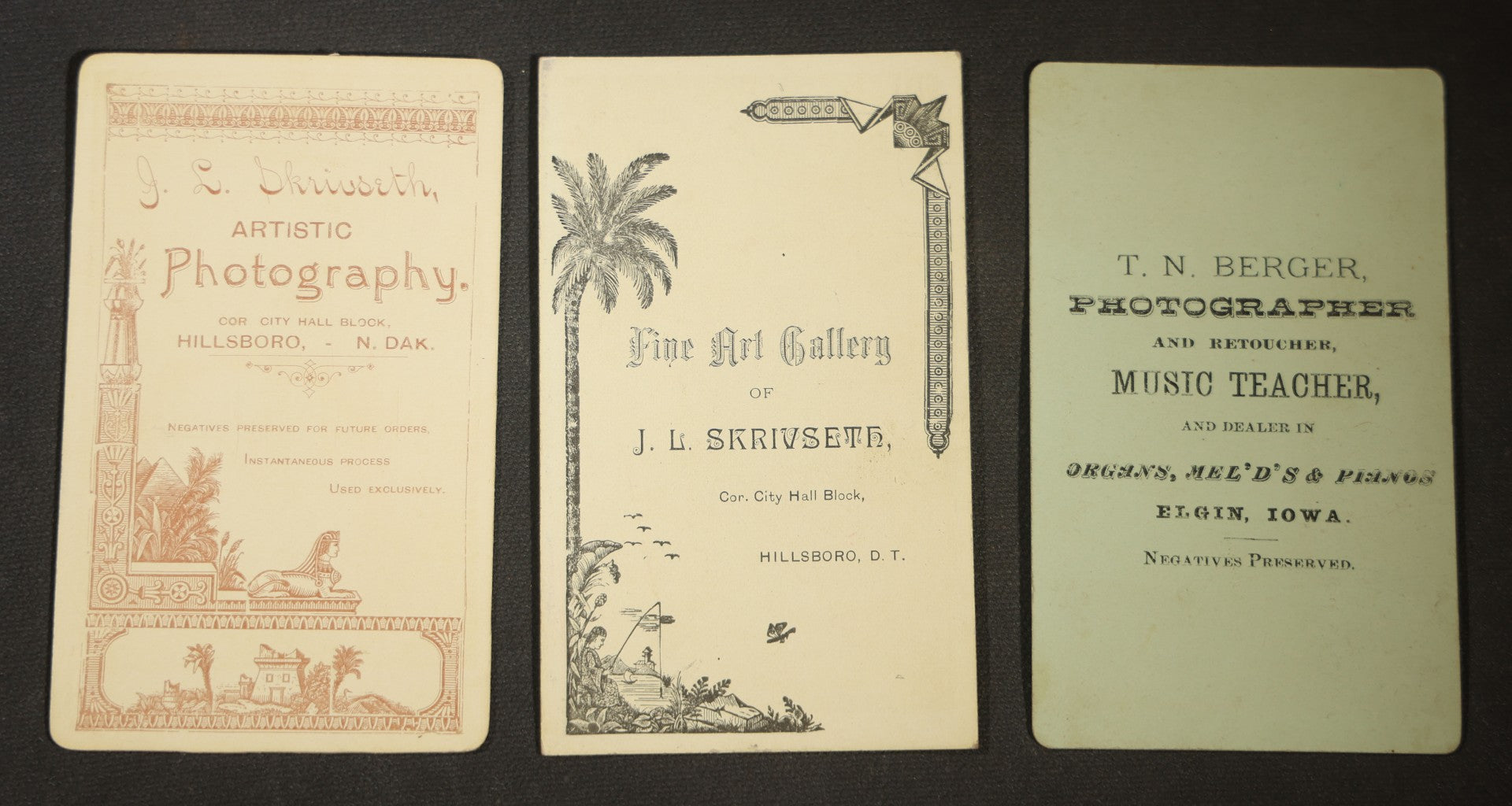 Grouping of 20 Antique Cabinet Card Photographs, mostly by J.L. Skrivseth, Hillsboro, Dakota Territory, Men and Women Portraits