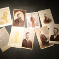 Lot 101 - Grouping of Nine Antique Cabinet Card Photographs of Men including Examples by McInnis, Skrivseth, and Flaten
