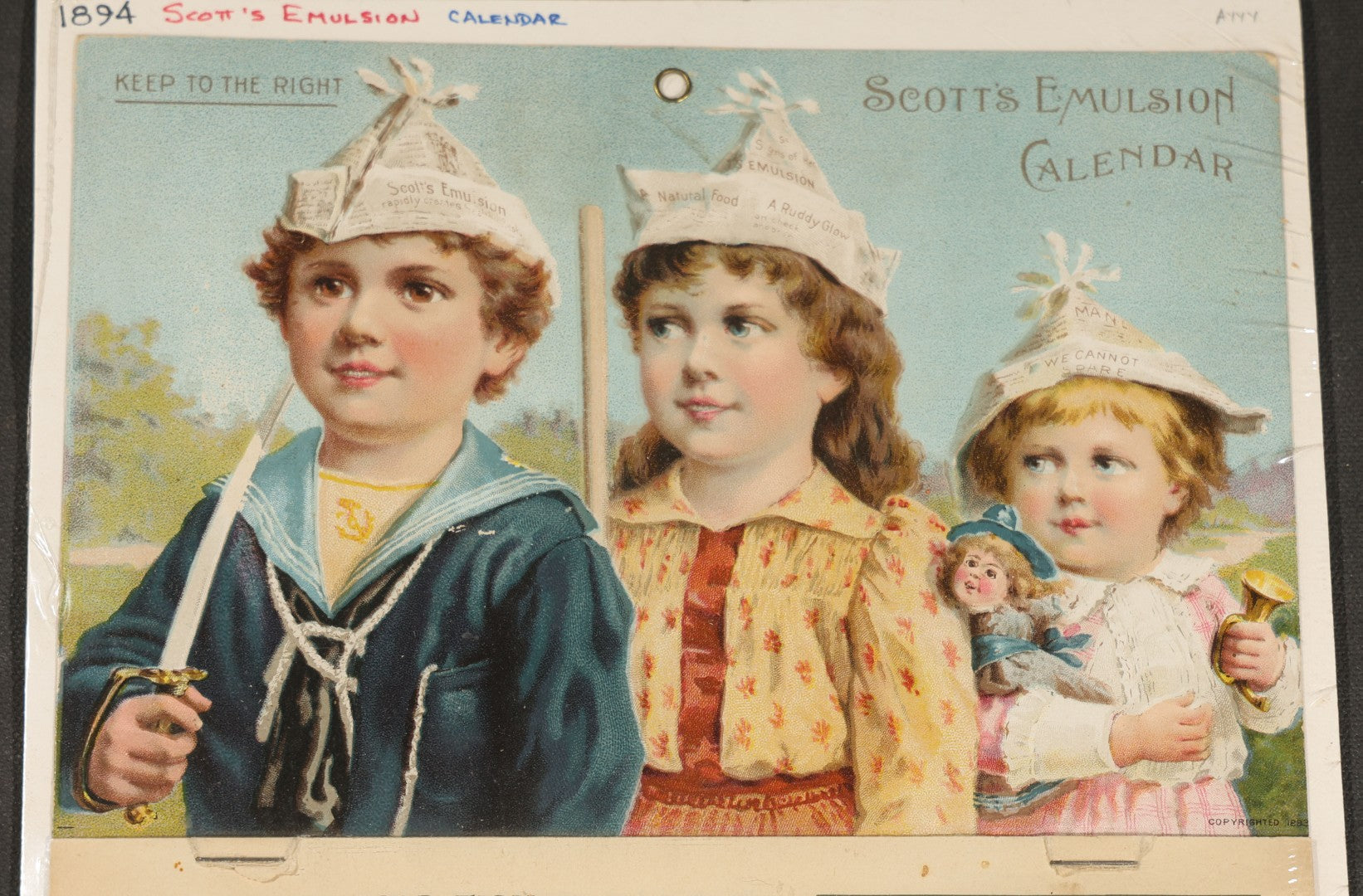 Grouping of Ten Antique and Vintage Paper Ephemera, including Scotts Emulsion Calendar 1898, Strohmeyer Inc. Animal Photographs, Kansas City Ice Storm Press Photo, First AidDrink Mix Labels