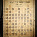 Lot 108 - Vintage Lincoln Cent Premium Card 1909-1938, Distributed by J. Oberwise & Co., Los Angeles, California, note all over taped on front, incomplete