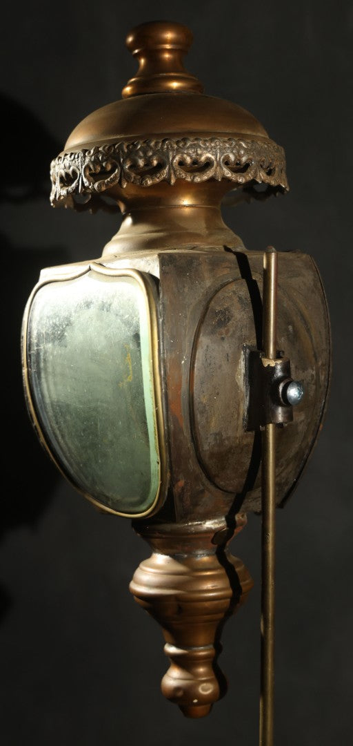 Antique Hearse Carriage Lamp with Draped Curtain Design and Red Jewel Lens, Manufactured by White Mfg. Co, Bridgeport, Connecticut, Circa 1900