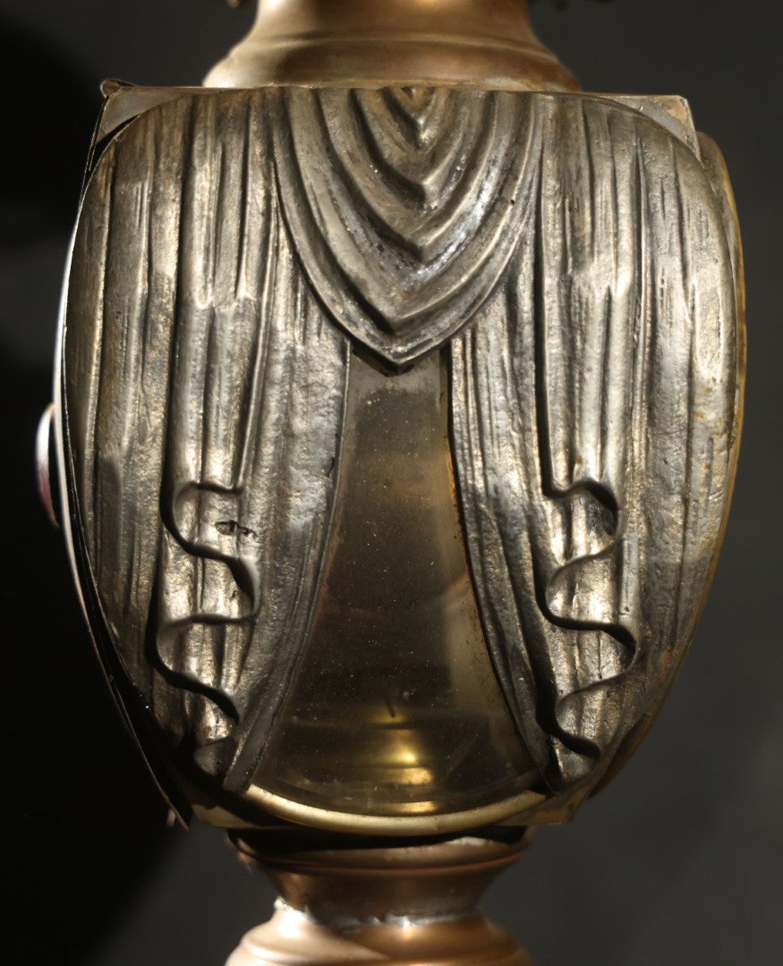 Antique Hearse Carriage Lamp with Draped Curtain Design and Red Jewel Lens, Manufactured by White Mfg. Co, Bridgeport, Connecticut, Circa 1900