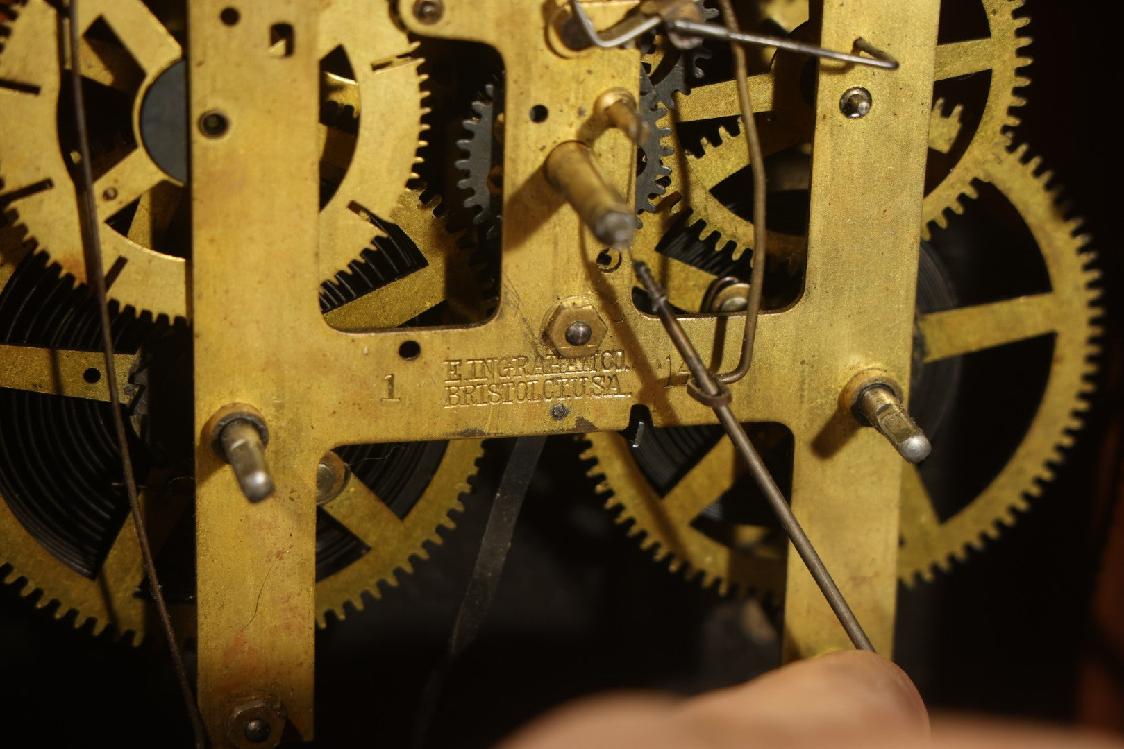 Antique Gingerbread Clock Case with Reverse Painted Heart Design, Manufactured by E. Ingraham Co., Bristol, Connecticut, Incomplete