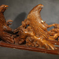 Lot 007 - Pair of Antique Carved Wood Eagle Fragments with Foliate Details, Architectural or Furniture Elements, Missing Wings, 17-3/8" L