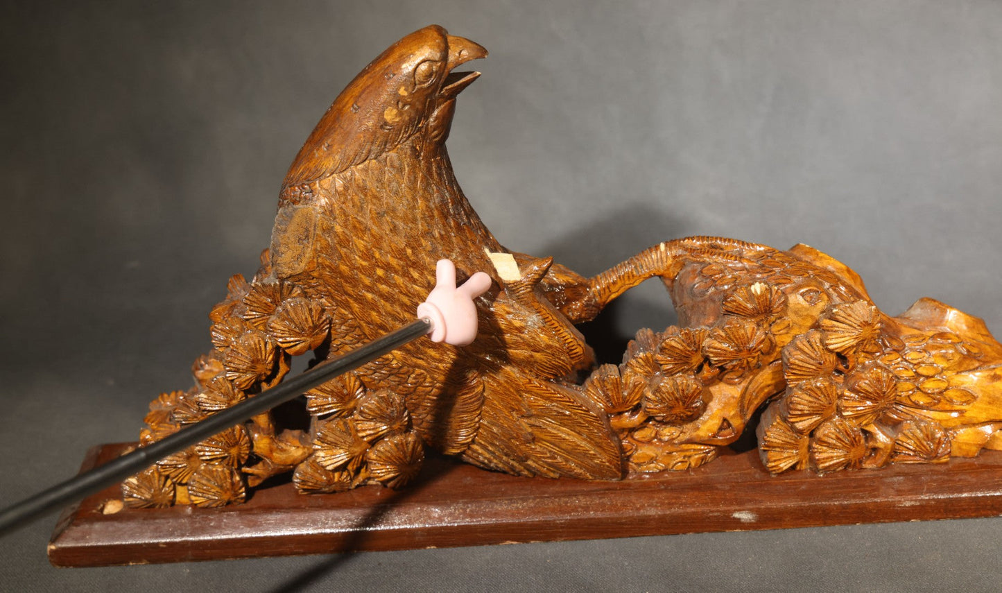 Pair of Antique Carved Wood Eagle Fragments with Foliate Details, Architectural or Furniture Elements, missing wings