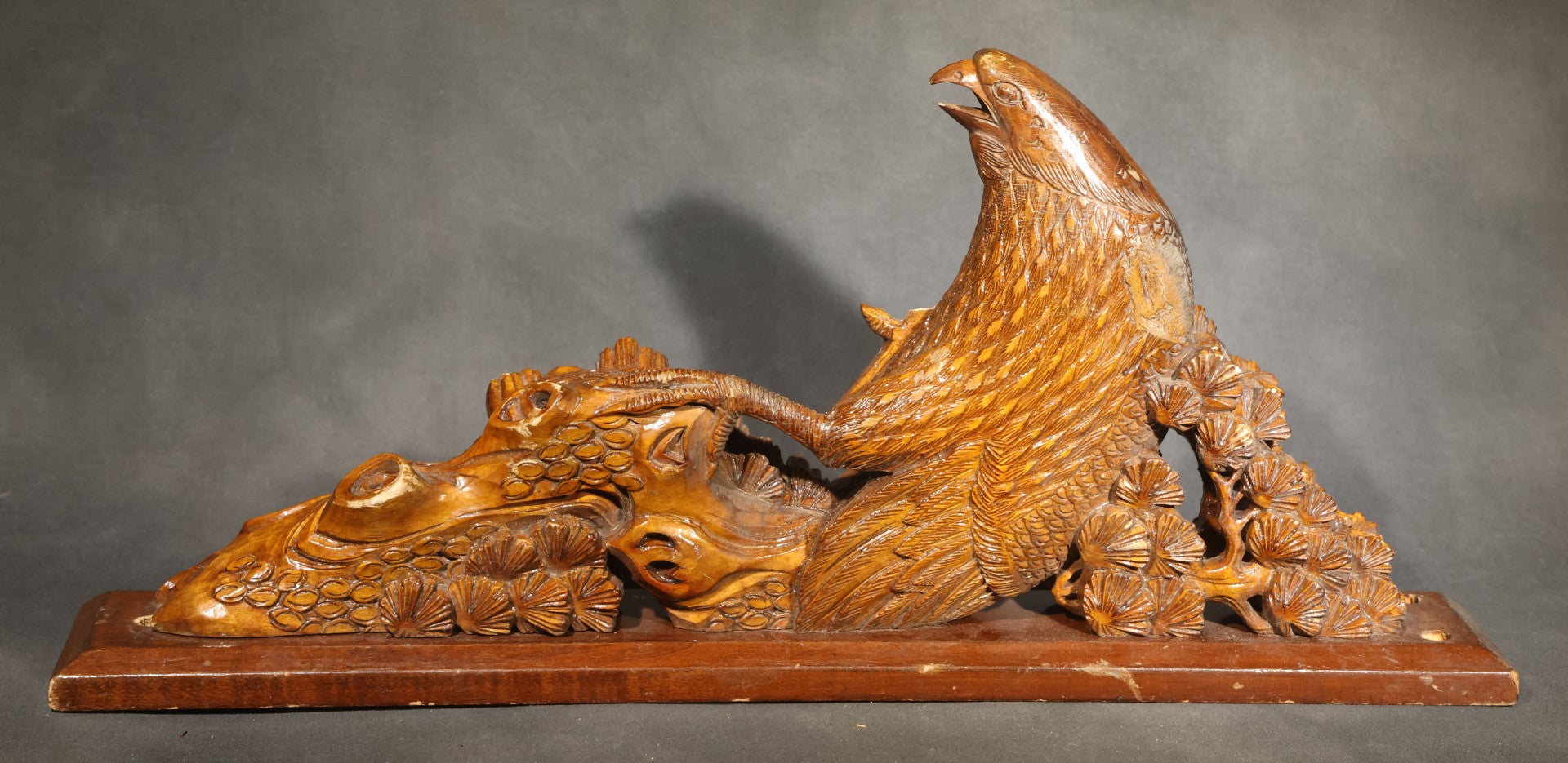Pair of Antique Carved Wood Eagle Fragments with Foliate Details, Architectural or Furniture Elements, missing wings
