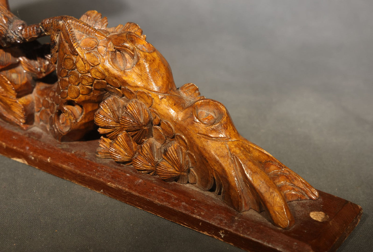 Pair of Antique Carved Wood Eagle Fragments with Foliate Details, Architectural or Furniture Elements, missing wings