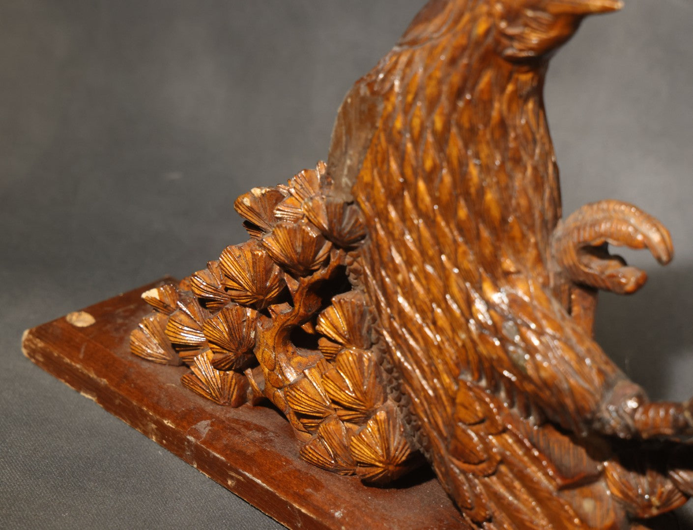 Pair of Antique Carved Wood Eagle Fragments with Foliate Details, Architectural or Furniture Elements, missing wings