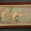 Lot 010 - Antique Victorian Punchwork Needlework "Faith Hope Charity" With Fern Motifs and Foil Underlay in Period Wooden Frame, 10-1/2" W x 23-1/2" H