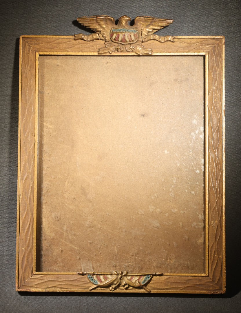 Antique World War One Era Patriotic Frame with Eagle and American Flag Shield Motifs