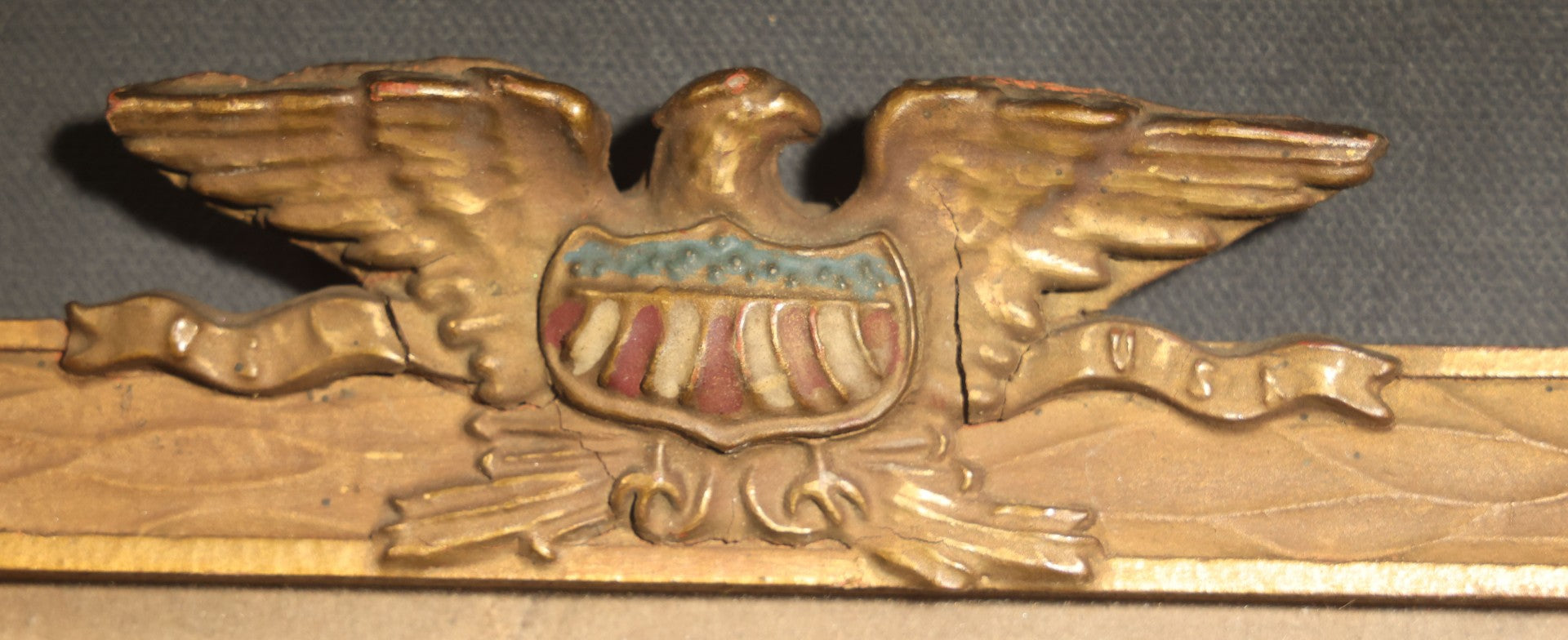Antique World War One Era Patriotic Frame with Eagle and American Flag Shield Motifs