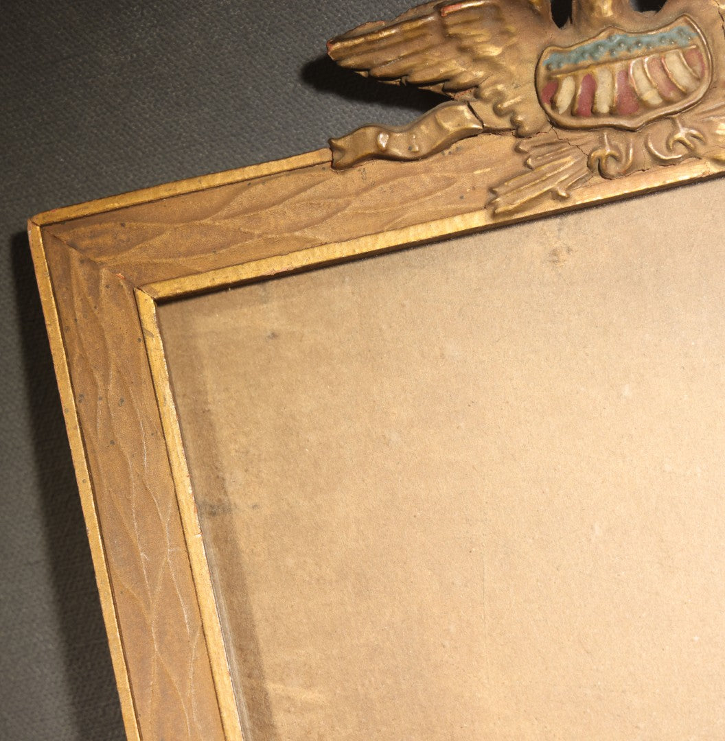 Antique World War One Era Patriotic Frame with Eagle and American Flag Shield Motifs