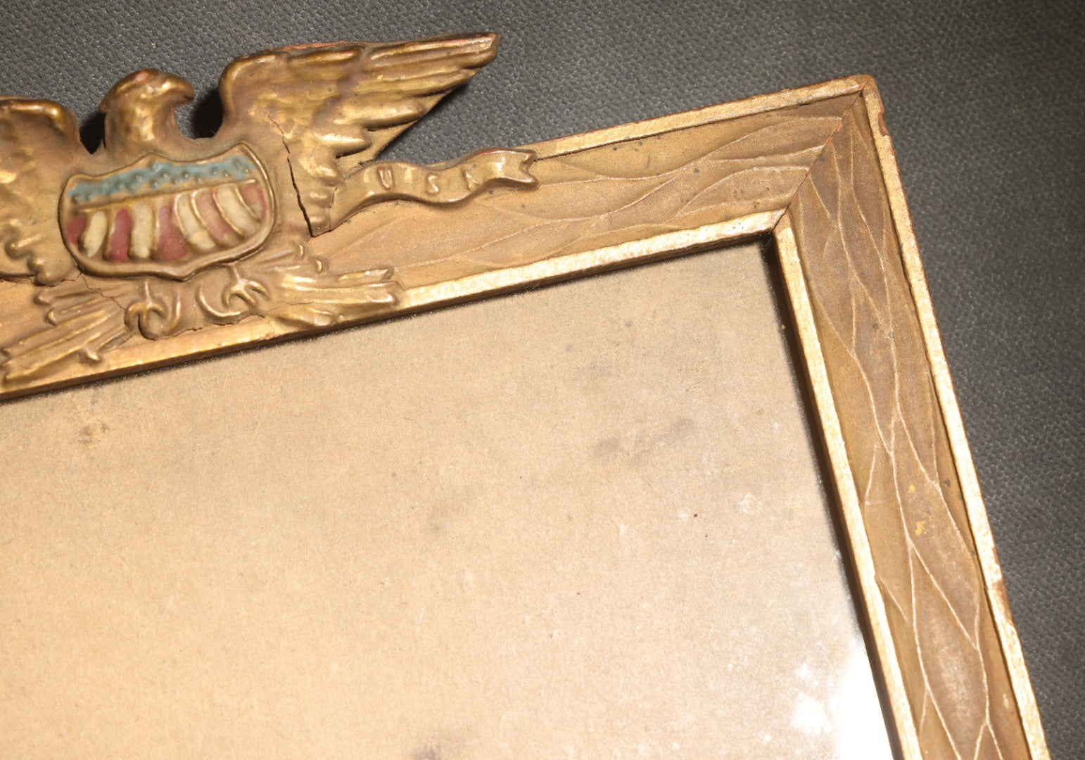 Antique World War One Era Patriotic Frame with Eagle and American Flag Shield Motifs