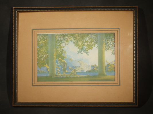 Vintage Lithograph Print "Daybreak" after Maxfield Parrish, Published by Reinthal & Newman, New York, Inscribed on Verso