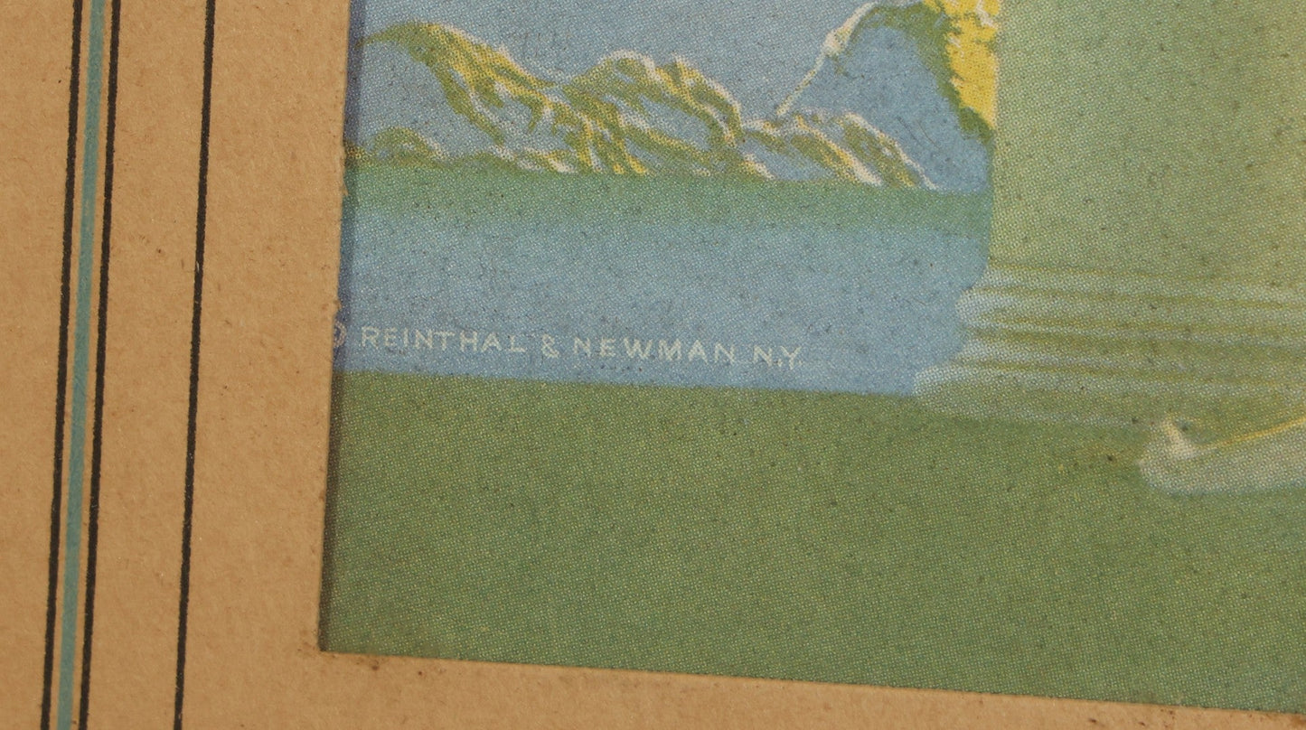 Vintage Lithograph Print "Daybreak" after Maxfield Parrish, Published by Reinthal & Newman, New York, Inscribed on Verso