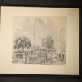 Lot 015 - Antique Wood Engraving Framed Print of Fire Drill on Boston Common, 1851, from Gleason's Pictorial, 14-1/4" W x 12-1/8" H