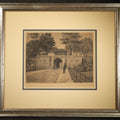 Lot 016 - Vintage Framed Etching Print of the Norway Gate at Kastellet, Copenhagen, Denmark, with Uniformed Figure, Artist Signed, 16-1/4" W x 14-1/2" H