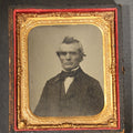 Lot 019 - Antique 1/6th Plate Tintype Photograph of a Grumpy Elderly Man in Half Leatherette Union Case