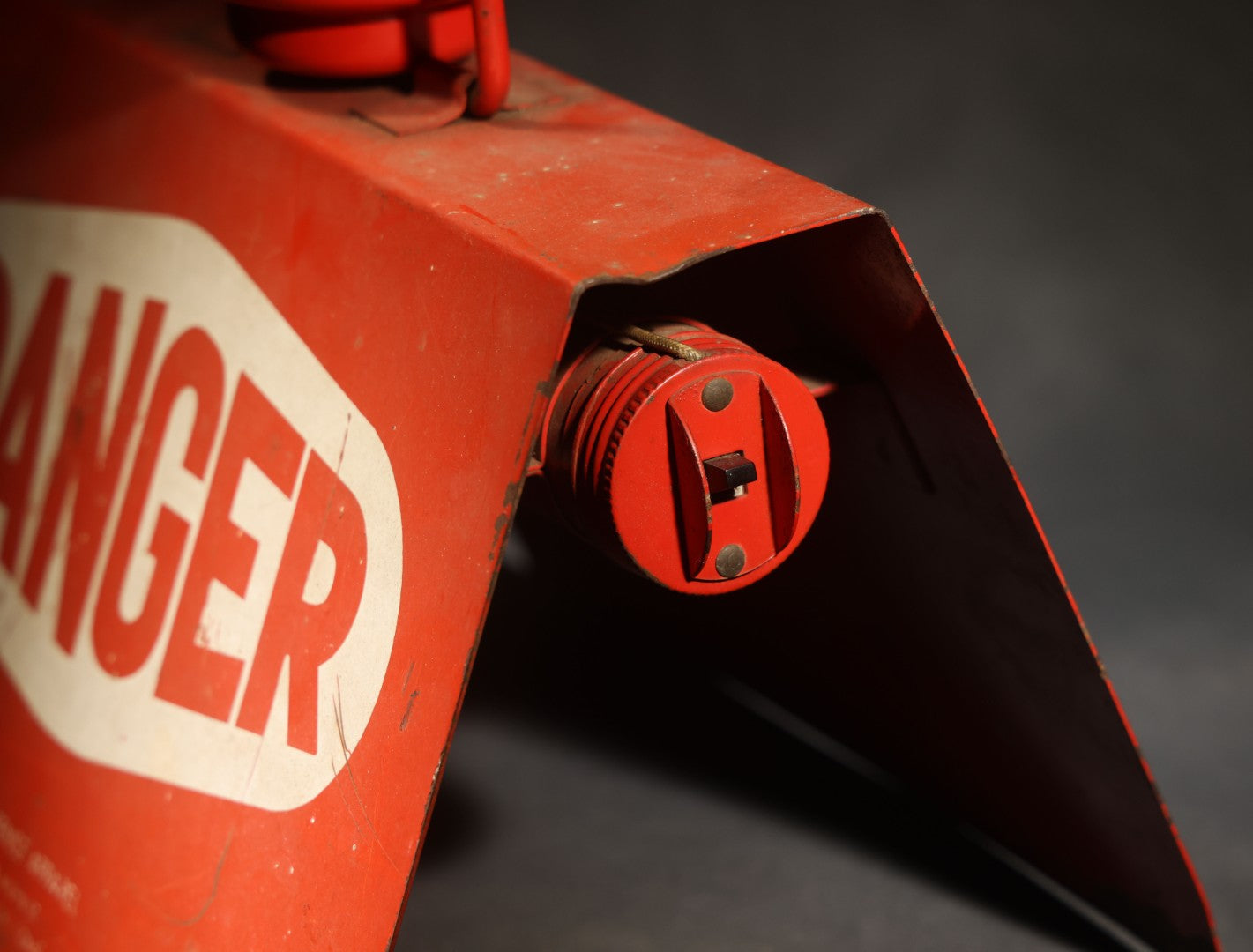 Vintage Free Standing Double-Sided "Danger" Sign with Battery-Operated Light, manufactured by Defense Apparel, Hartford, Connecticut