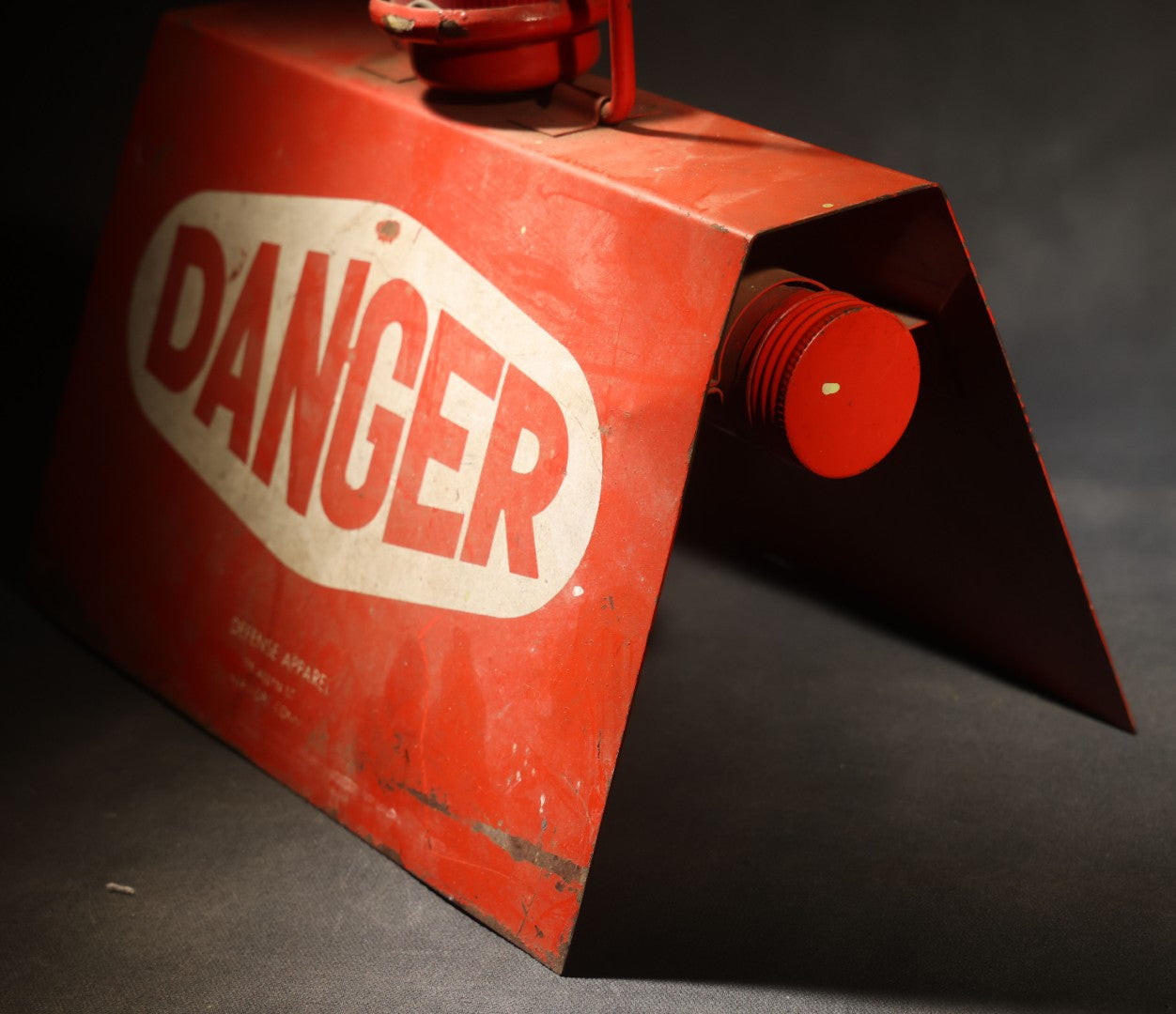 Vintage Free Standing Double-Sided "Danger" Sign with Battery-Operated Light, manufactured by Defense Apparel, Hartford, Connecticut