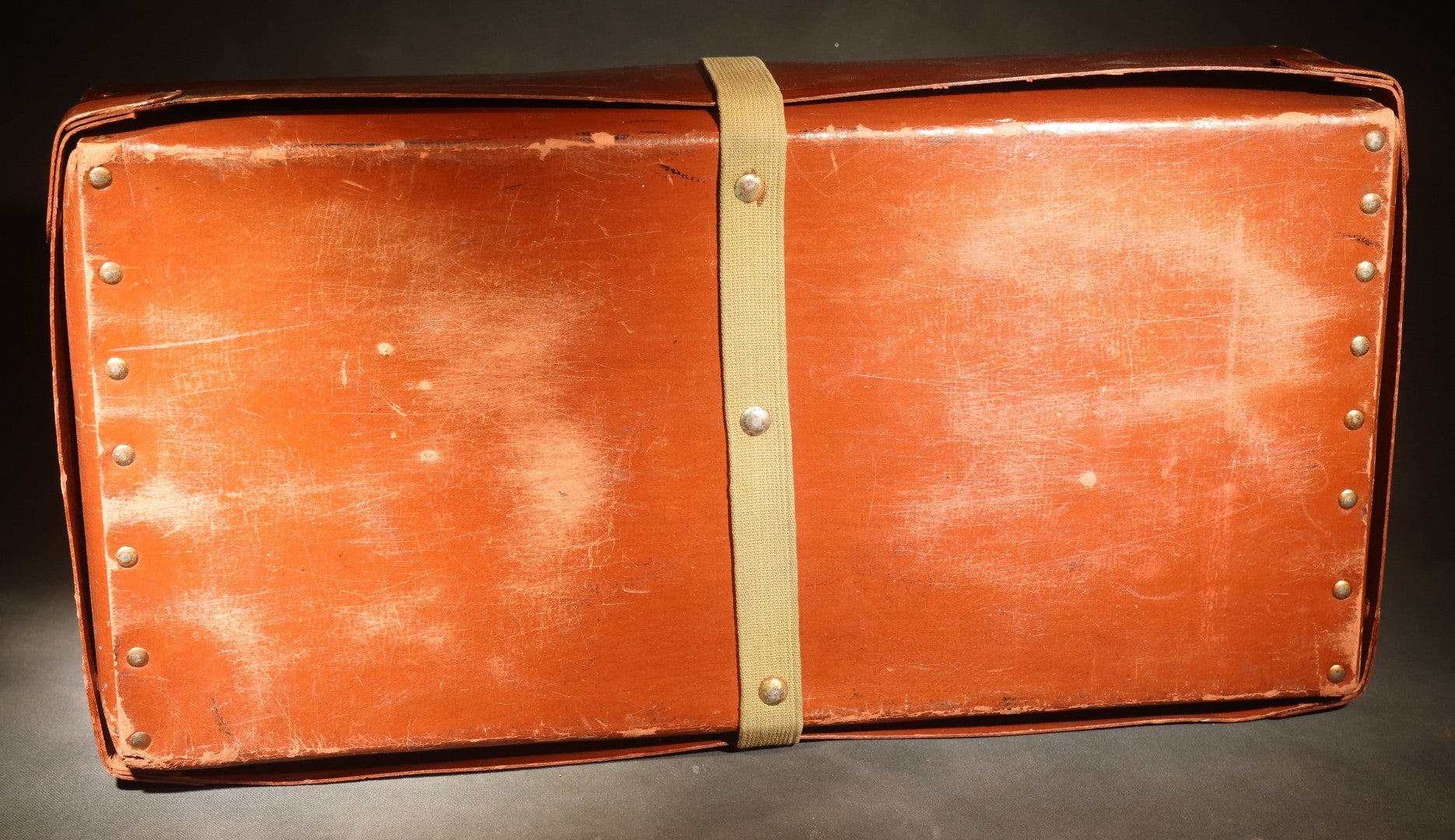 Vintage Waltham Laundry Co. Industrial Laundry Case with Canvas Strap, Stenciled "WALTHAM LAUNDRY Co WALTHAM, MASS.", Waltham, Massachusetts