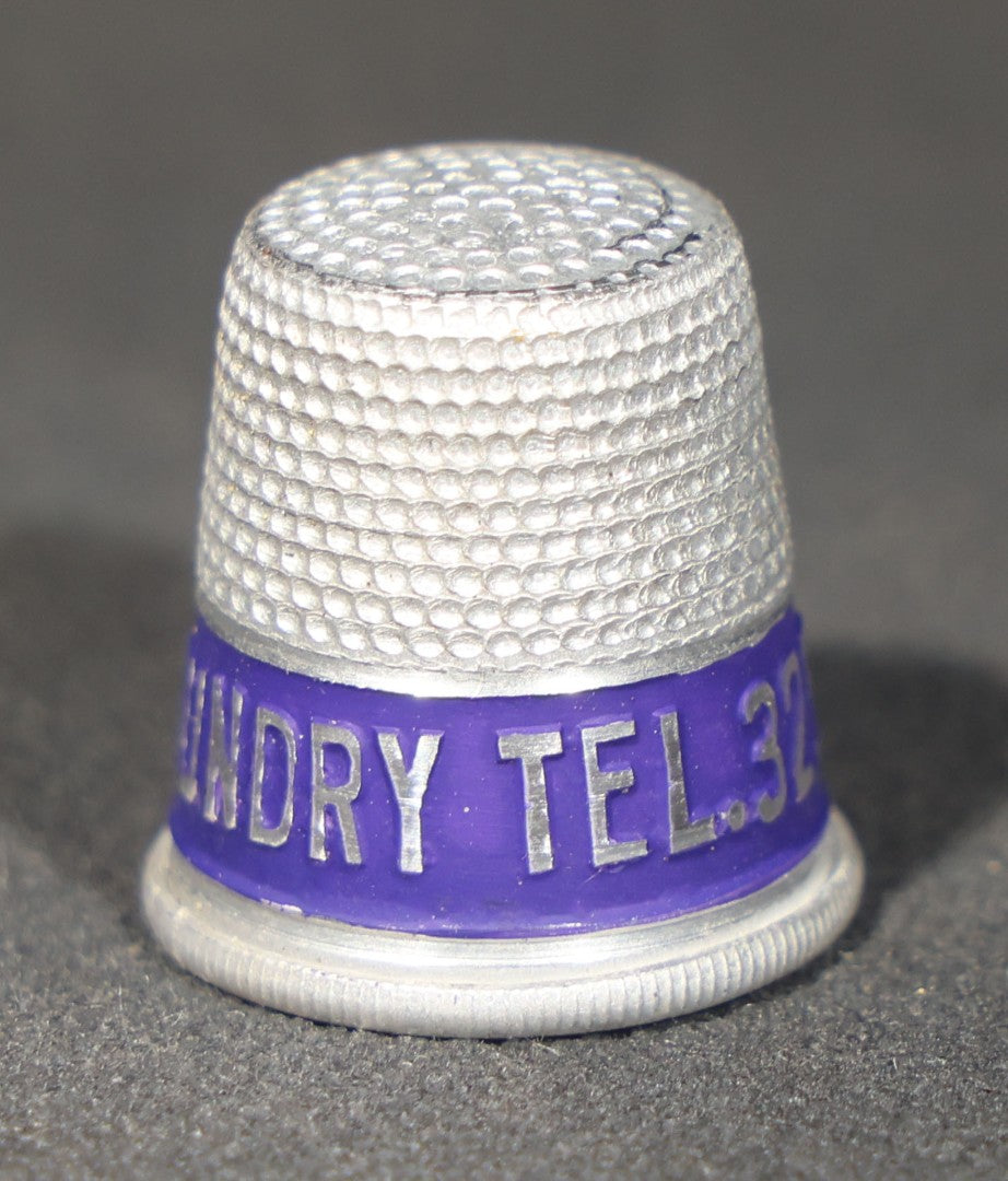 Grouping of 23 Vintage Advertising Thimbles for Toy Town Laundry, Winchendon, Massachusetts, Tel. 325