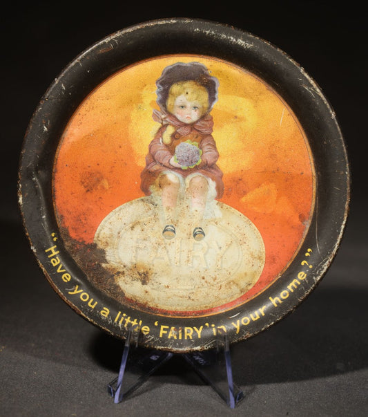 Antique Fairy Soap Lithographed Tin Advertising Tip Tray "Have you a little 'FAIRY' in your home?"