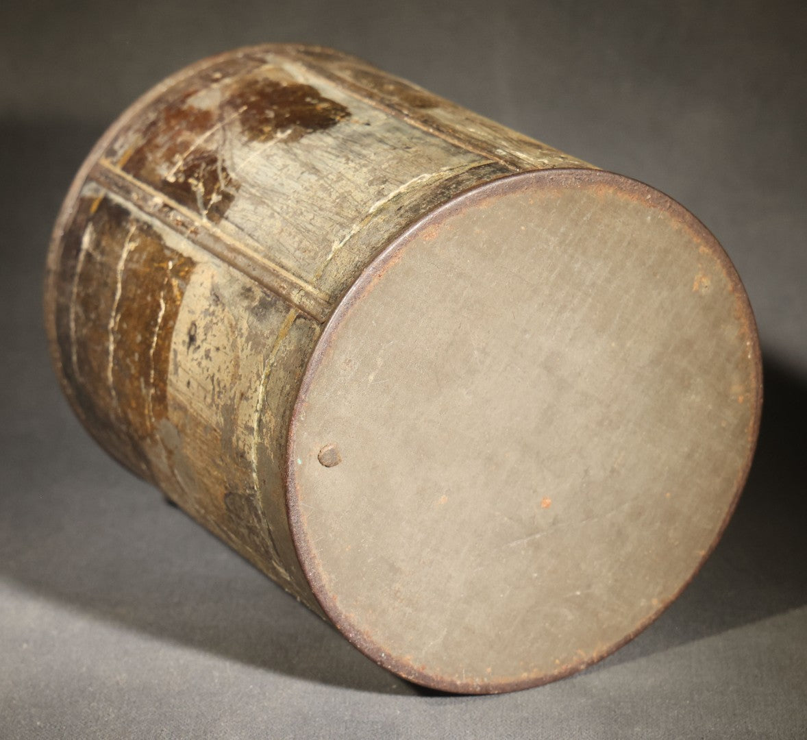 Trio of Antique Toleware Tins including Tea Canister with Yellow Band, Coffee Canister with Red Stenciling, and Walter Baker & Co. Breakfast Cocoa Container, Dorchester, Massachusetts