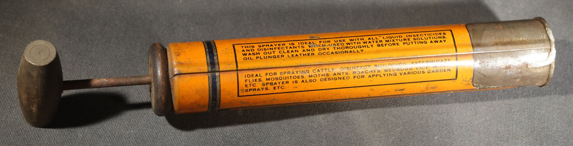 Pair of Vintage Insect Sprayers Including Black Flag for Moths, Roaches, and Ants with glass font and Fly Ded