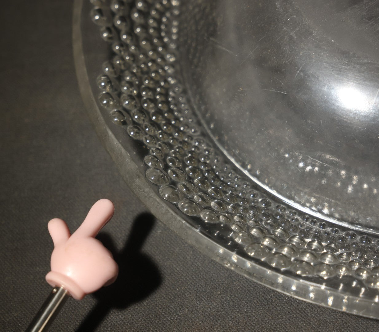 Vintage Lalique Clear Glass Oval Platter with Hobnail Rim Pattern, Signed R. Lalique, Note chip