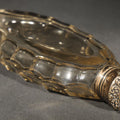Lot 043 - Vintage Scalloped Glass Flask with Sterling Silver Monogrammed Top, Note Chip, 5-3/4" H