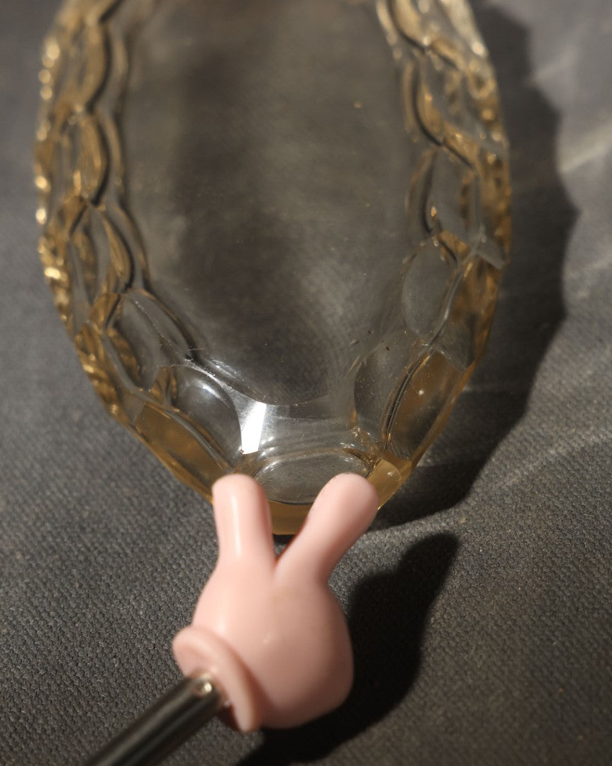 Vintage Scalloped Glass Flask with Sterling Silver Monogrammed Top, Note Chip