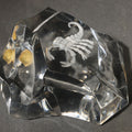Lot 045 - Vintage Crystal Paperweight with Engraved Scorpion Design, Manufactured by Val Saint Lambert, Belgium, 4" W