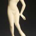 Lot 046 - Vintage Carved Bone Female Nude Figure on Turned Wooden Base, 4-1/4" H