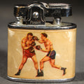 Lot 052 - Vintage Penguin Pocket Lighter with Boxing Graphics, Two Boxers on One Side and Boxing Gloves on Reverse, 1-7/8" H