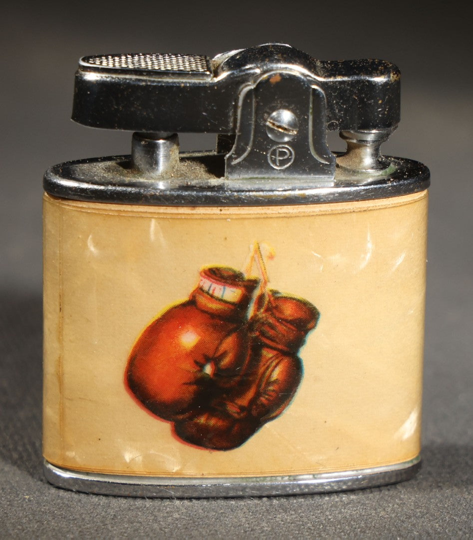 Vintage Penguin Pocket Lighter with Boxing Graphics, Two Boxers on One Side and Boxing Gloves on Reverse