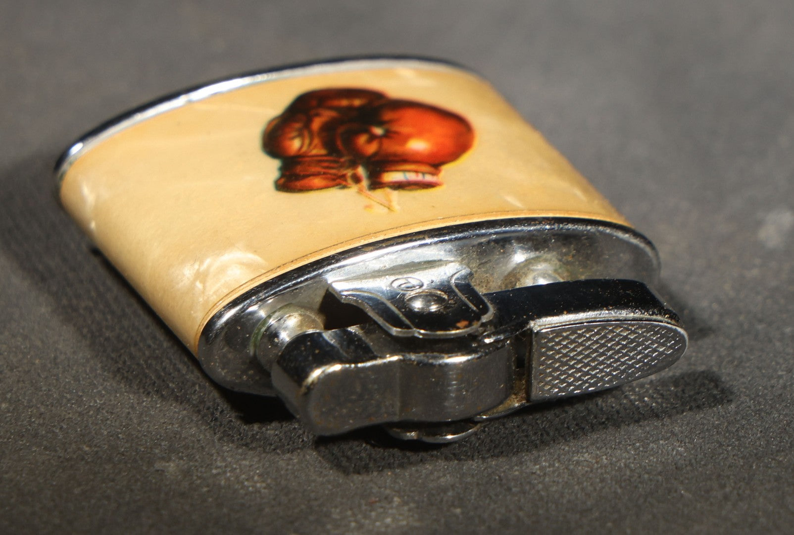 Vintage Penguin Pocket Lighter with Boxing Graphics, Two Boxers on One Side and Boxing Gloves on Reverse