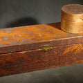 Lot 054 - Pair of Antique Pyrography Boxes Including Signed "C.O.D. 1904" Rectangular Example with Dutch Figures and Round "Mount Washington Box" With Rose Design