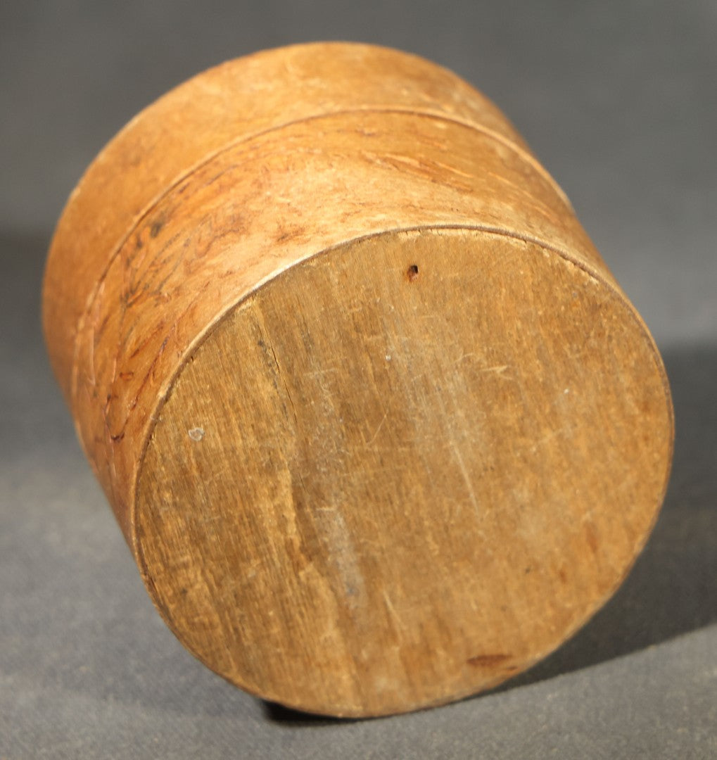 Pair of Antique Pyrography Boxes Including Signed "C.O.D. 1904" Rectangular Example with Dutch Figures and Round "Mount Washington Box" with Rose Design