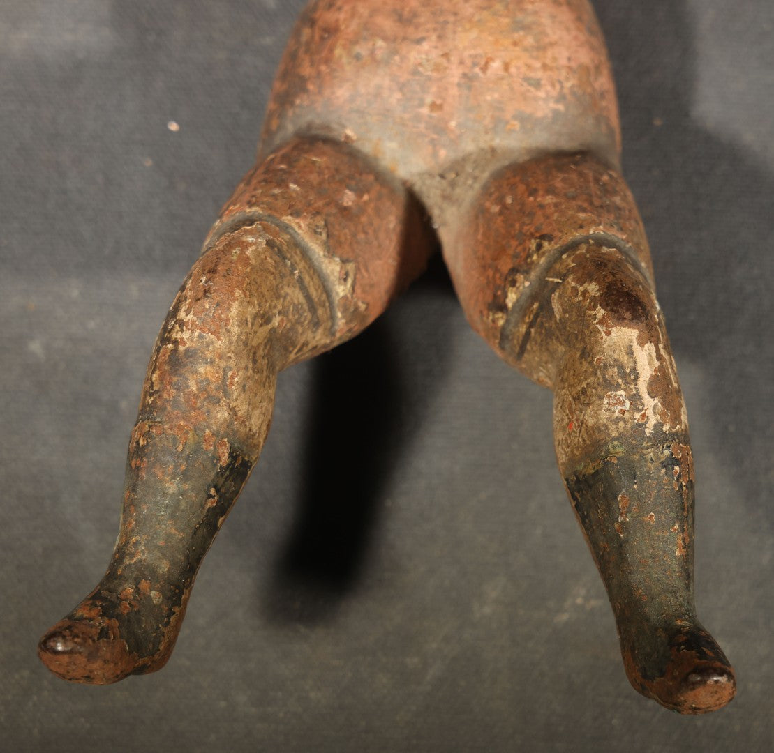 Antique Cast Iron "Naughty Nellie" Figural Boot Jack with Original Polychrome Paint