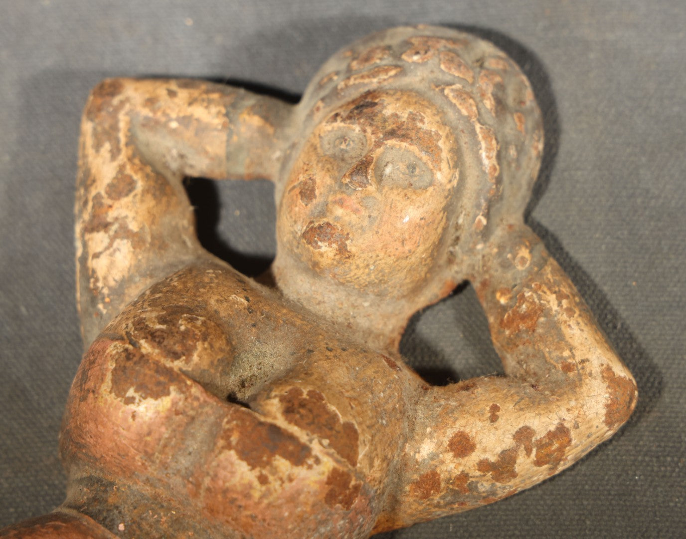 Antique Cast Iron "Naughty Nellie" Figural Boot Jack with Original Polychrome Paint