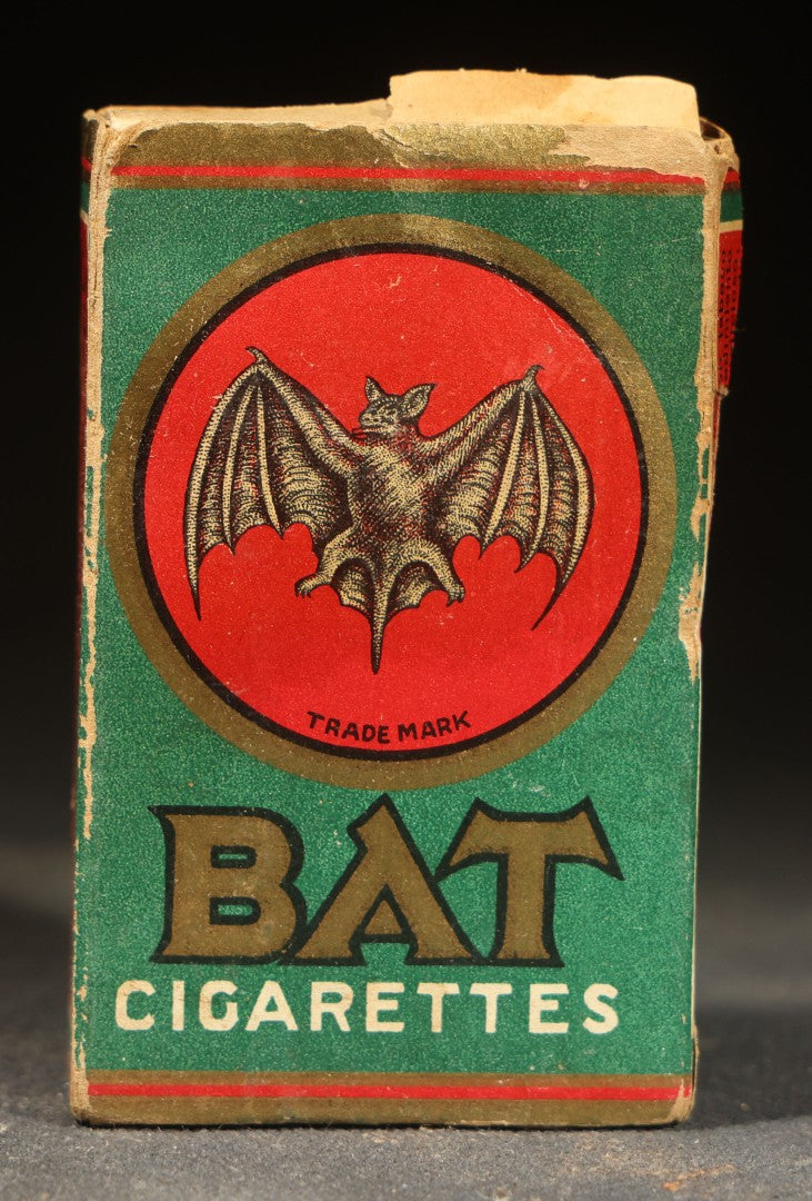 Vintage Bat Cigarettes Tobacco Package with Bat Trademark Logo, Bat Tobacco Co., Havana, Cuba