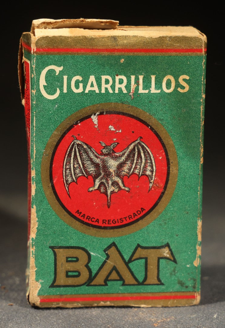 Vintage Bat Cigarettes Tobacco Package with Bat Trademark Logo, Bat Tobacco Co., Havana, Cuba